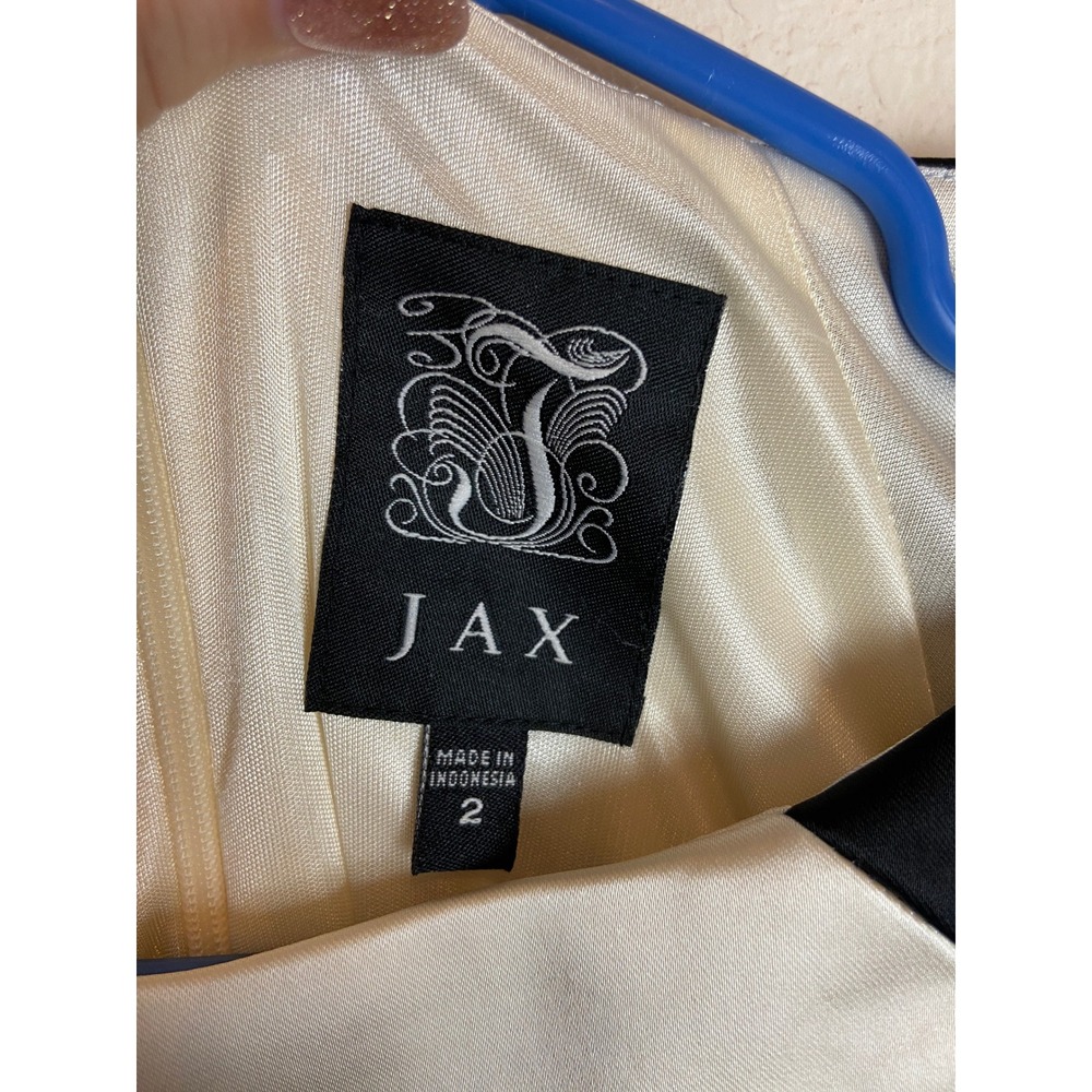 Jax Black Ivory Blue Dress Geometric Cocktail Party Career Women's Size 2 - Picture 2 of 7